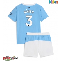 Camiseta Manchester City Ruben Dias #3 Primera Equipación para niños 2025-26 manga corta (+ pantalones cortos)